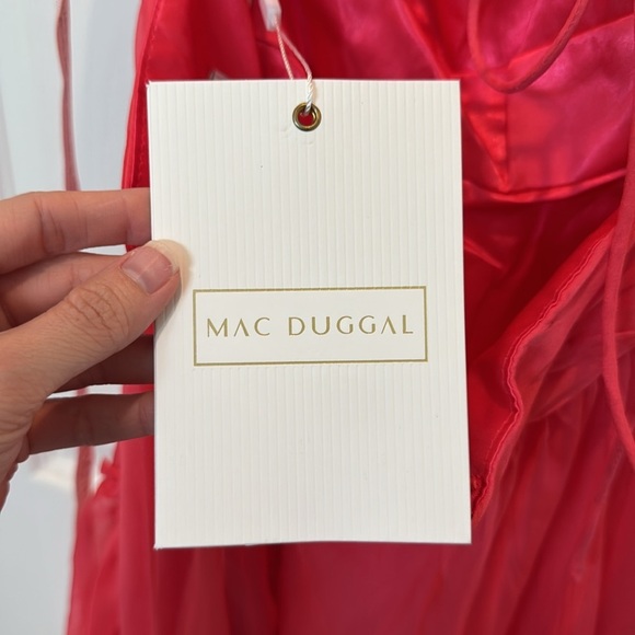 NWT Mac Duggal 67989 Red Ruffled One Shoulder Asymmetrical Gown Size 0 - Picture 10 of 12